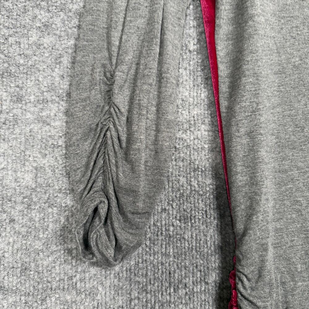 Sundance Size Medium Dulcet Tones Velour Top Red Gray Colorblock Ruched Sleeves - Picture 5 of 8